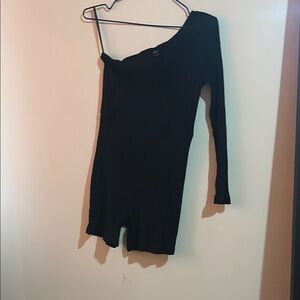 SHEIN Black Ribbed Knit Top